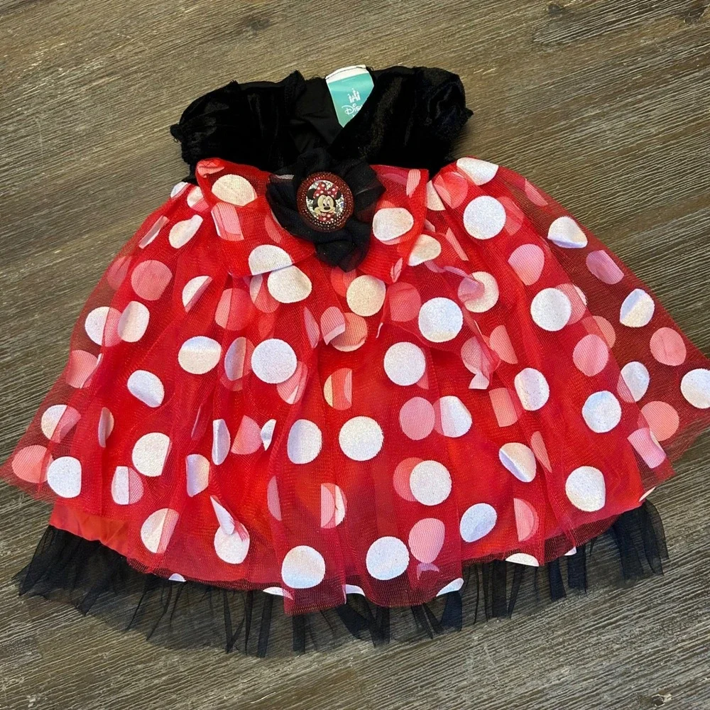 Disney 6-12 Mths Minnie Mouse‎ Dress Halloween Costume Red polka dot w ears